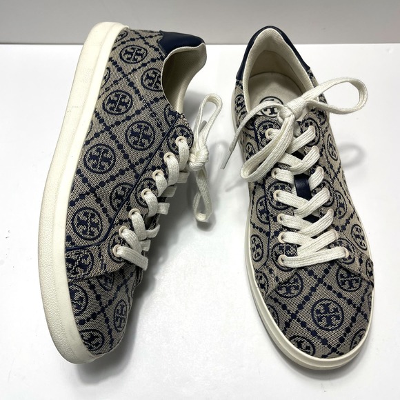 TORY BURCH T Monogram Logo Howell Court Sneakers in Perfect Navy Size 9 - Picture 1 of 16